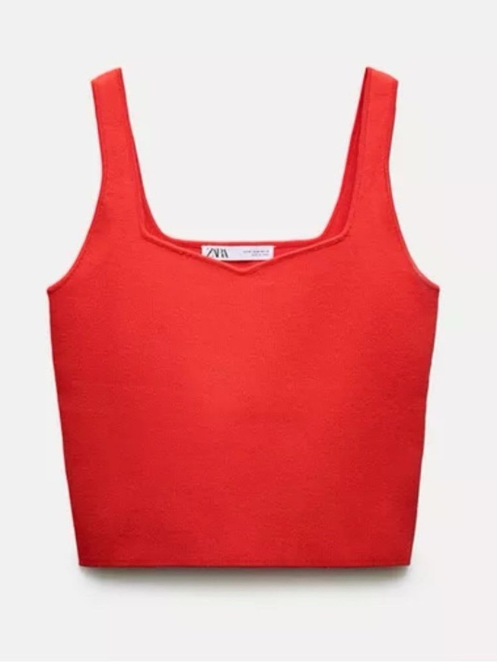 Zara Red Knit Sweetheart Cropped Tank